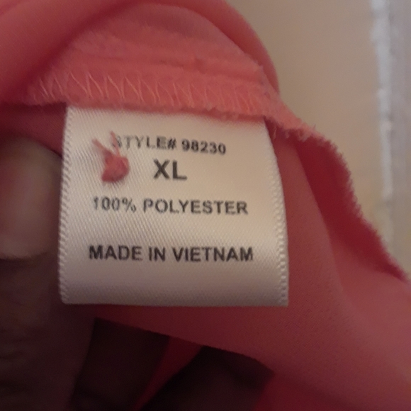 HAVE womens peach chiffon sleeveless button up ruffled top size XL - Picture 8 of 9